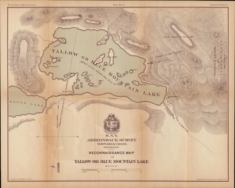 N.Y.S. Adirondack Survey. Map No. 3. Seventh Report. Reconnaissance Map of Tallow or Blue Mountain Lake. - Main View