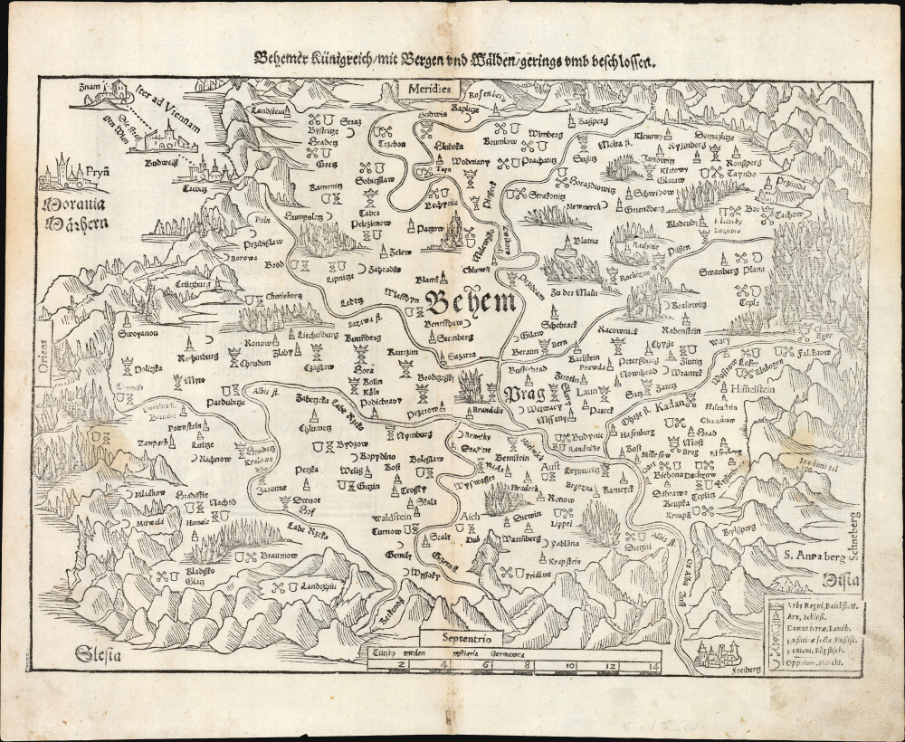 1545 / 1574 Munster Map of Bohemia (Czech): Earliest Acquirable Bohemia Map