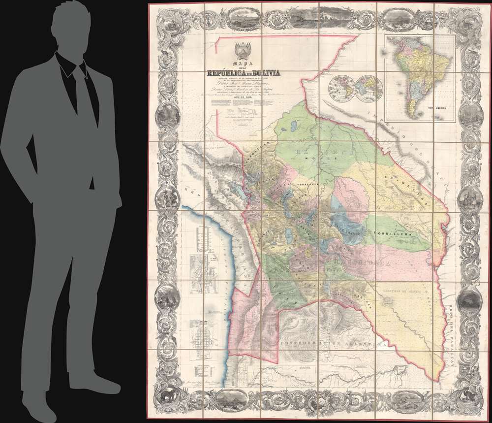 Mapa de la Republica de Bolivia mandado publicar pr el Gobierno de la Nacion en la Administracion del Presidente Doctor José Maria Linares...  Levantado y organindo en los años de 1842 à 1859 Por el Teniente Coronel Juan Ondarza, Commandante Juan Mariano Mujia y Mayor Lucio Camacho. - Alternate View 1