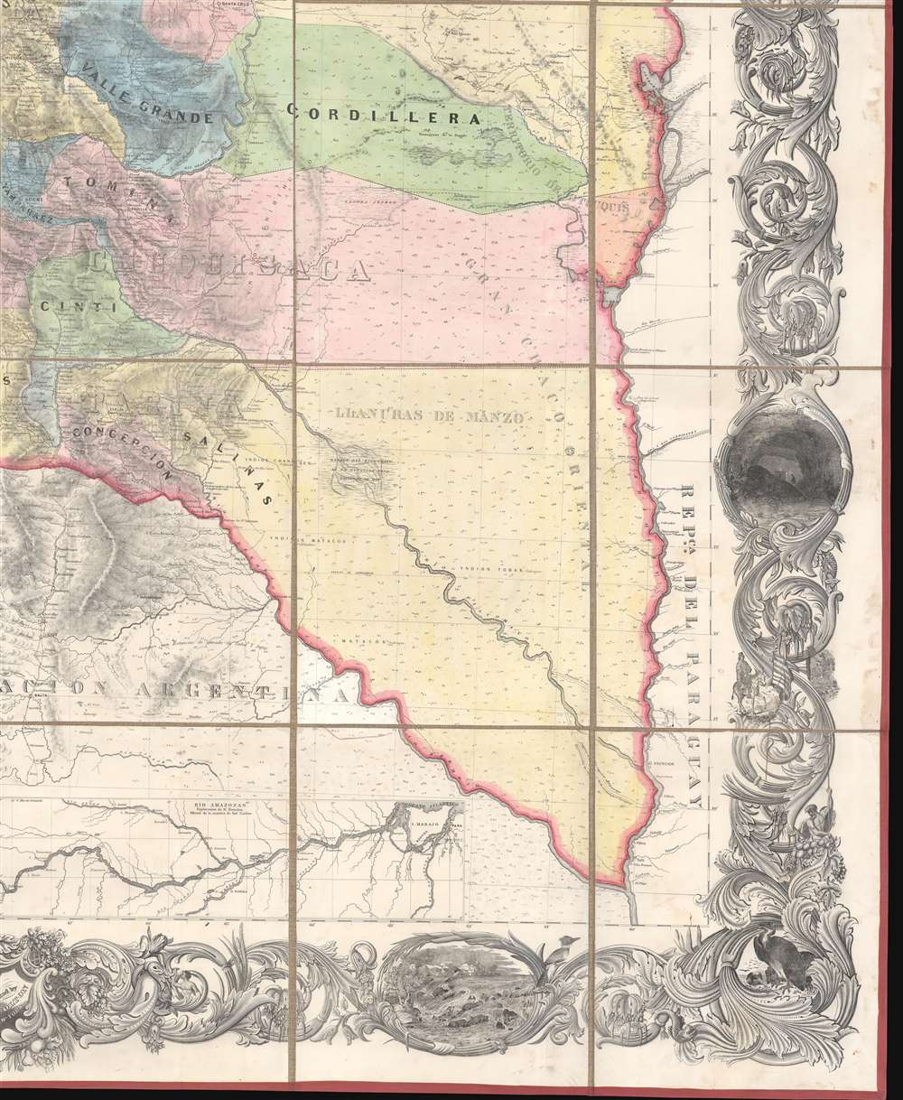 Mapa de la Republica de Bolivia mandado publicar pr el Gobierno de la Nacion en la Administracion del Presidente Doctor José Maria Linares...  Levantado y organindo en los años de 1842 à 1859 Por el Teniente Coronel Juan Ondarza, Commandante Juan Mariano Mujia y Mayor Lucio Camacho. - Alternate View 5