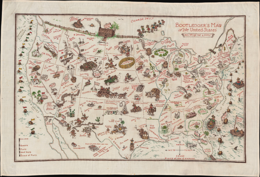 1926 McCandlish Manuscript Bootlegger's Map of the United States