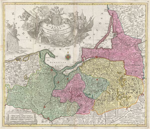 Borussiae Regnum Complectens Circulos Sambiensem, Natangiensem et Hockerlandiae nec non Borussia Polonica Exhibens Palatinatus Culmiensem, Marienburgensem, Pomerelliae et Varmiae. - Main View