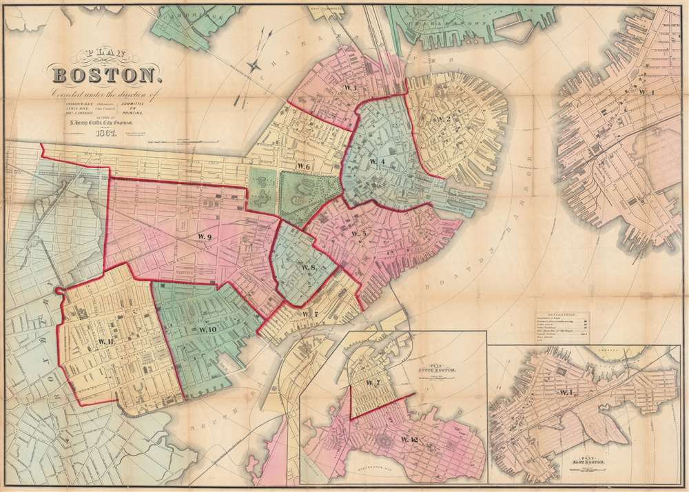 Plan of Boston Corrected under the direction of Charles W. Slack, Lewis Rice, Danl. J. Sweeney, Alderman, Com. Council, Committee on Printing, of 1867, by N. Henry Crafts, City Engineer. - Main View