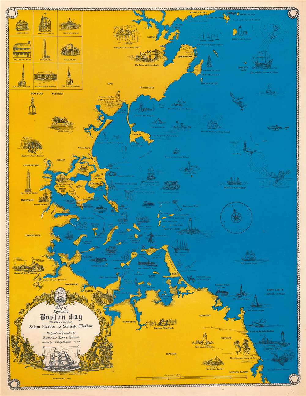 Map of Romantic Boston Bay. The Shore Line from Salem Harbor to Scituate Harbor. - Main View