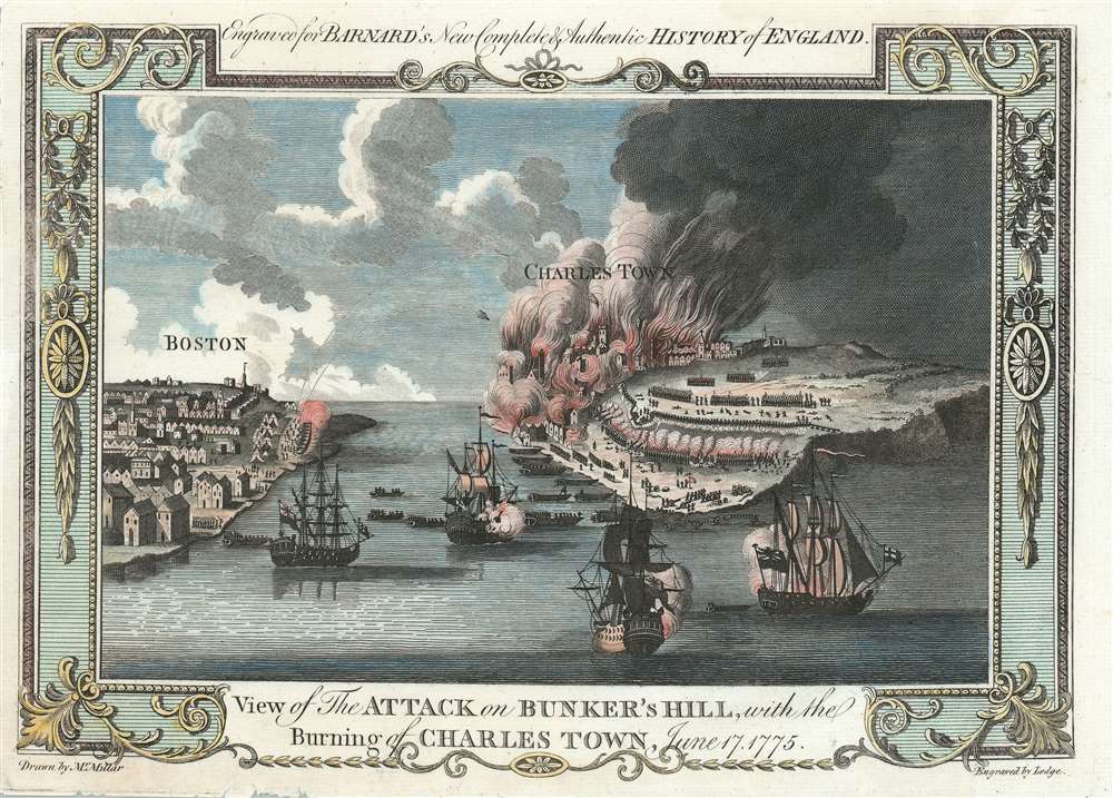 View of the Attack on Bunker's Hill, with the Burning of Charles Town, June 17, 1775. - Main View