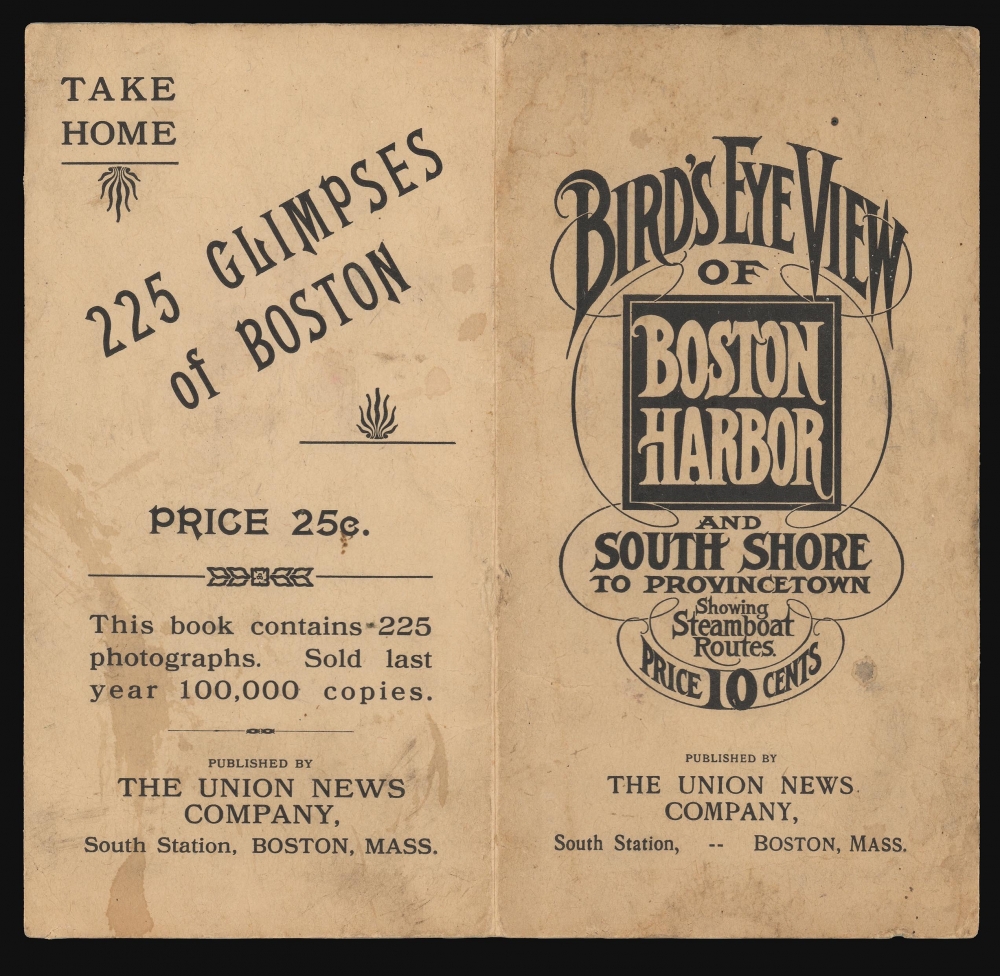 Bird's Eye View of Boston Harbor and South Shore to Provincetown Showing Steamship Routes. - Alternate View 1