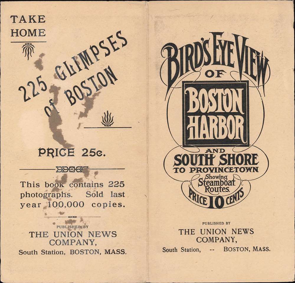 Bird's Eye View of Boston Harbor and South Shore to Provincetown Showing Steamship Routes. - Alternate View 1