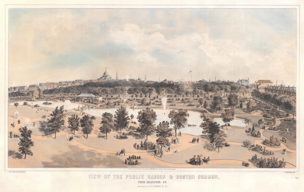 View of the Public Garden and Boston Common. From Arlington Street. - Main View