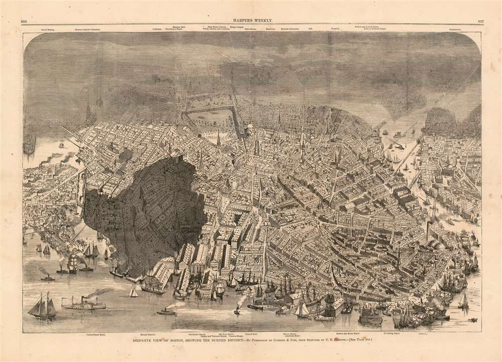 Bird's-Eye View of Boston, Showing the Burned District. - Main View