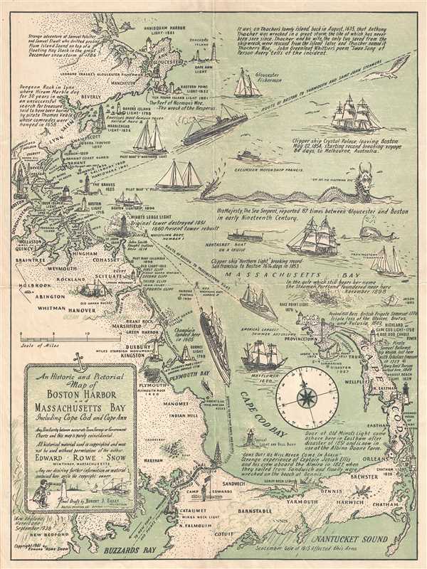 An Historic and Pictorial Map of Boston Harbor and Massachusetts Bay Includeing Cape Cod and Cape Ann. - Main View