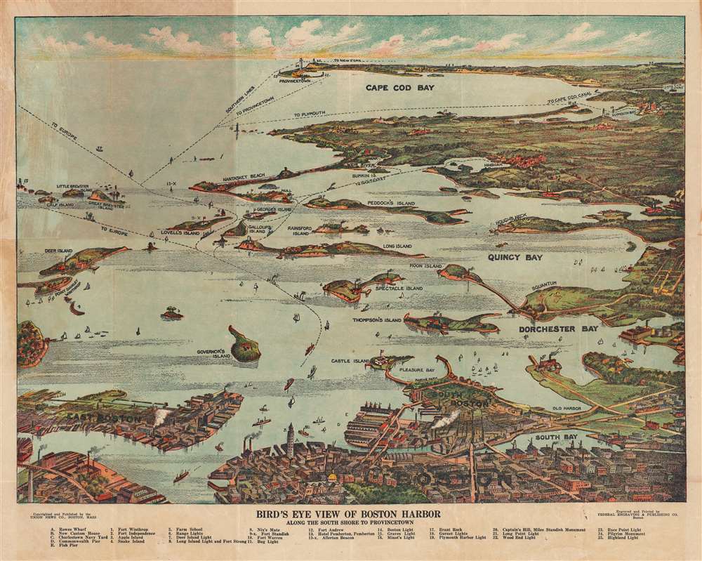 Bird's Eye View of Boston Harbor Along the South Shore to Provincetown. - Main View