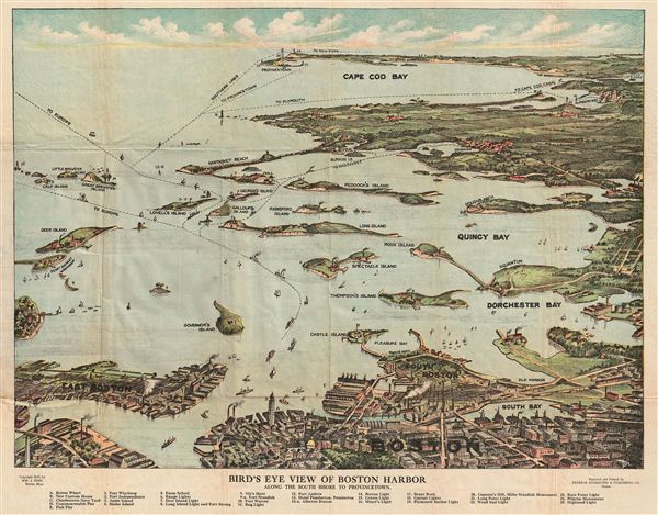 Bird's Eye  View of Boston Harbor along the South Shore to Provincetown. - Main View