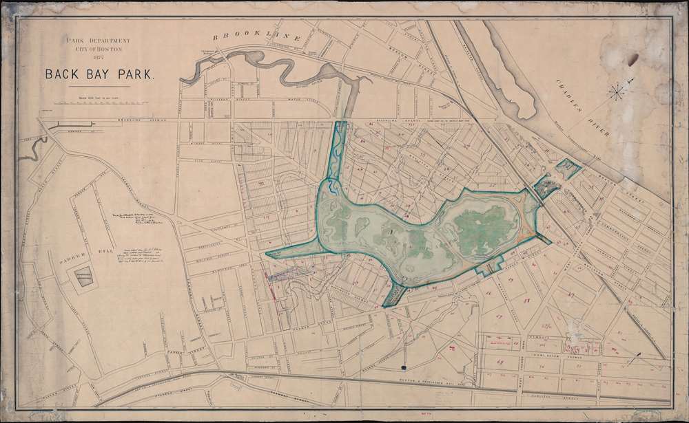 Park Department City of Boston 1877. Back Bay Park. - Main View