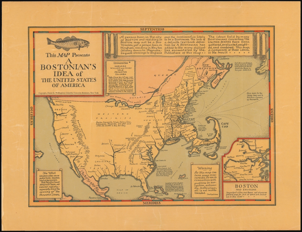 This Map Presents A Bostonian's Idea of the United States of America. - Main View