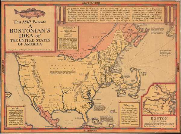 This Map Presents A Bostonian's Idea of the United States of America. - Main View