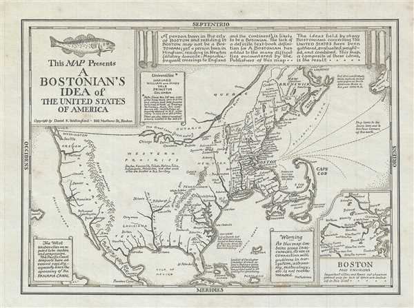 This Map Presents A Bostonian's Idea of the United States of America. - Main View