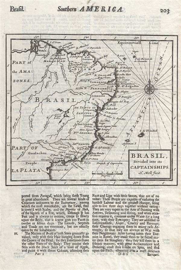 1701 Moll Map of Brazil