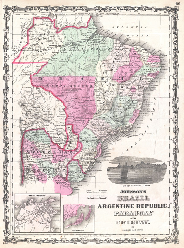 Johnson's Brazil Argentine Republic, Paraguay and Uruguay. - Main View
