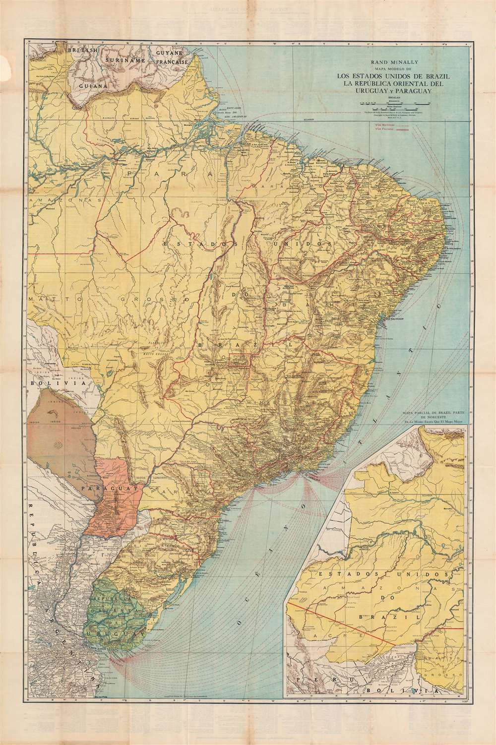Mapa modelo de los Estados Unidos de Brazil, La República Oriental del Uruguay y Paraguay. - Main View