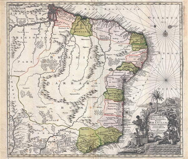 Recens elaborata mappa geographica regni Brasiliae in America Meridionali maxime celebris… - Main View
