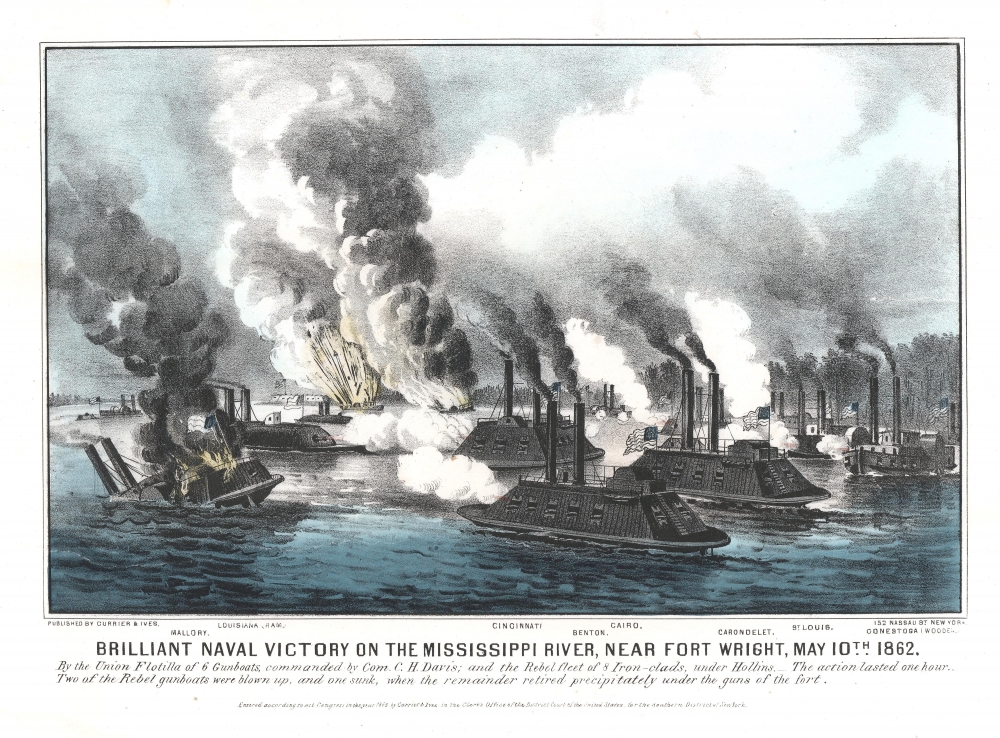 Brilliant Naval Victory on the Mississippi River, near Fort Wright, May 10, 1862. - Main View