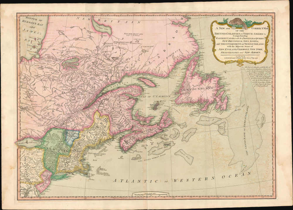 1794 Laurie and Whittle Map of the Northeast United States and Eastern Canada