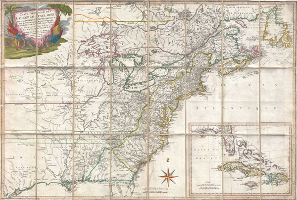 Carte Generale Des Colonies Angloises Dans L'Amerique Septentrionale. - Main View