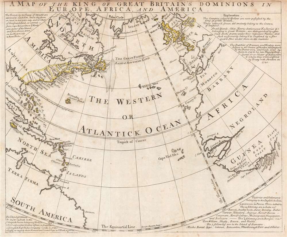 A Map of the King of Great Britain's Dominions in Europe, Africa, and ...