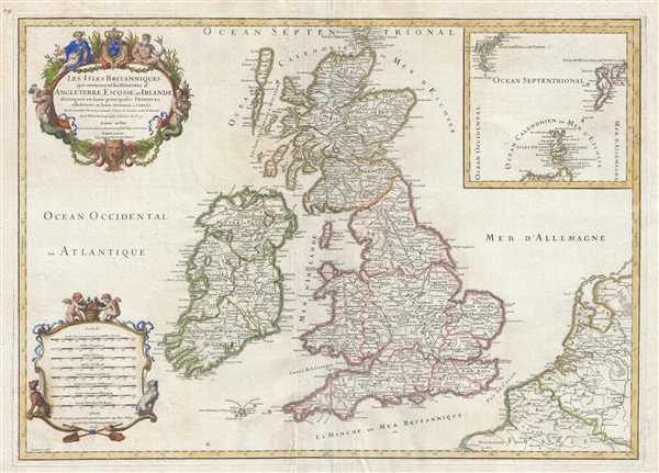 Les Isles Britanniques qui contiennent les Royaumes d'Angleterre, Escosse, et Irlande distingués en leurs principales Provinces : subdivisées en leurs Shireries ou Comtés. - Main View