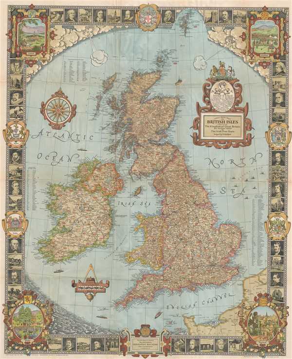 A Modern Pilgrim's Map of the British Isles, or more precisely the Kingdom of Great Britain and Northern Ireland, and the Irish Free State. - Main View