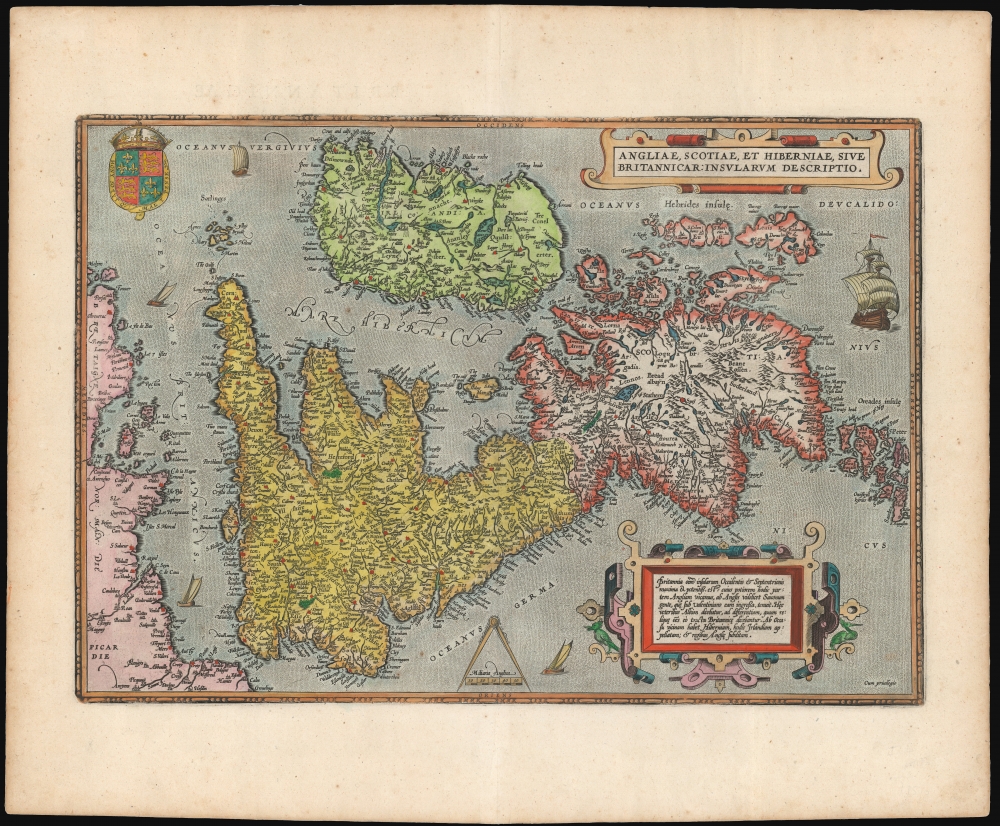 1570 / 1612 Ortelius Map of England, Scotland and Ireland