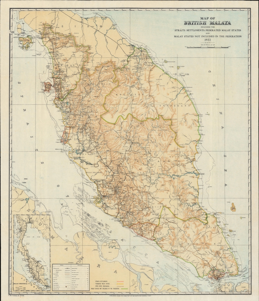 Map of British Malaya including the Straits Settlements Federated Malay States and Malay States Not Included in the Federation. - Main View