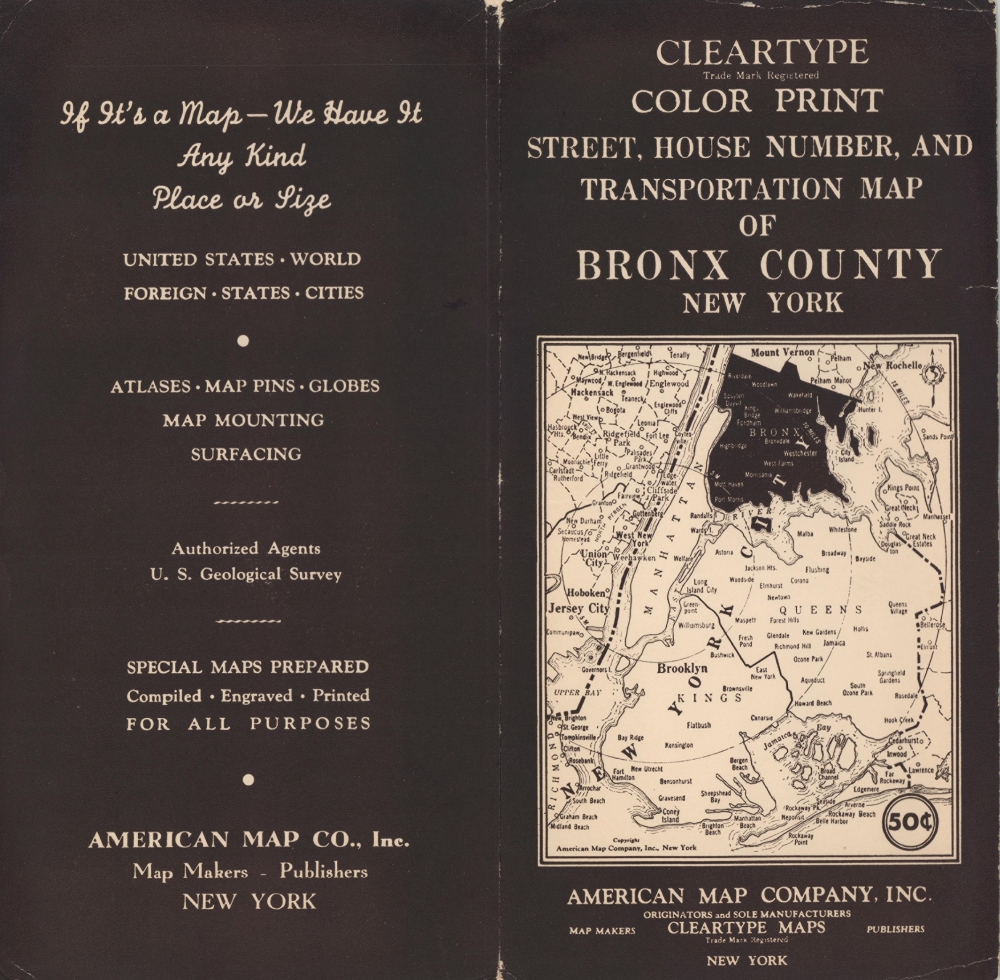 Cleartype Street, House Number, and Transportation Map of Bronx County New York. - Alternate View 2