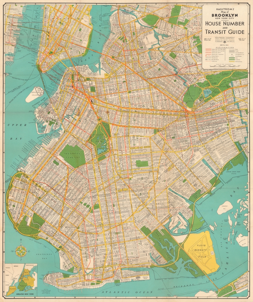 Hagstrom's Map of Brooklyn New York City House Number and Transit Guide. / Hagstrom's Map of Brooklyn New York. - Main View