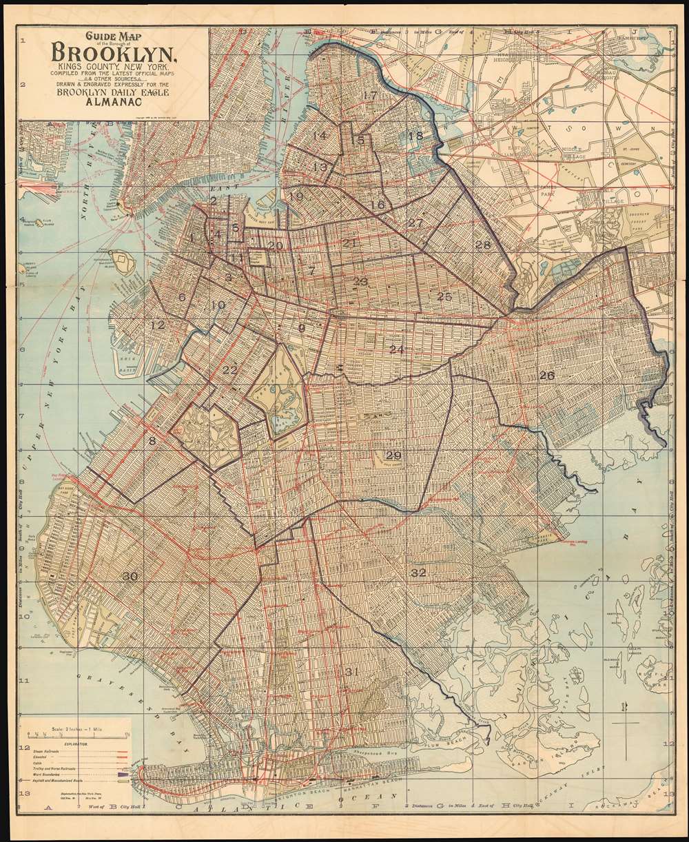 Guide Map of the Borough of Brooklyn, King’s County, New York. - Main View