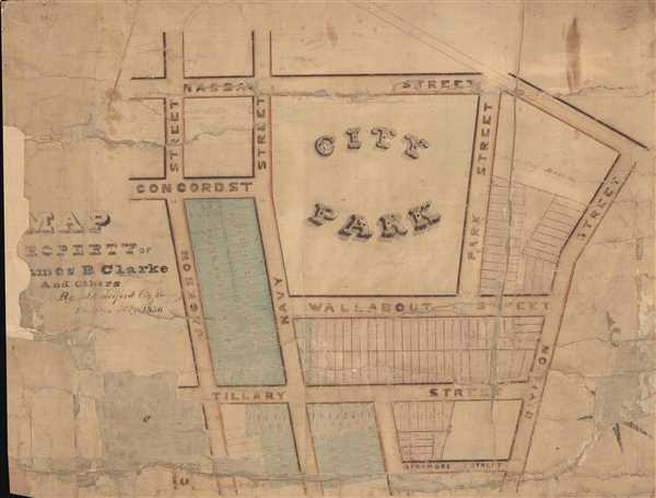 Map of the Property of James B. Clarke and Others by B. Tolford City Surveyor Brooklyn, May 1836. - Main View