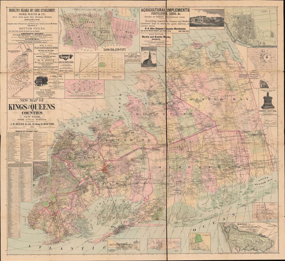 New Map of Kings and Queens Counties New York. - Alternate View 2