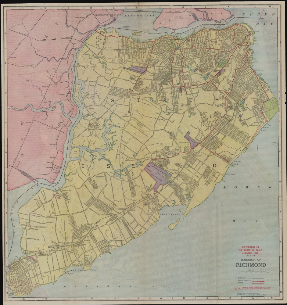 Supplement to the Brooklyn Eagle Almanac 1912, Map of Borough of Brooklyn / Map of Borough of Richmond. - Alternate View 1