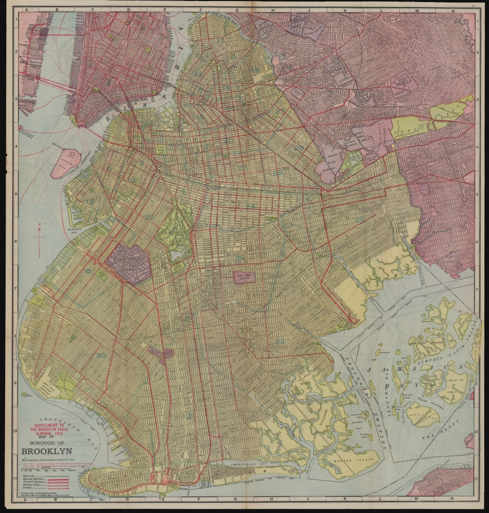 Supplement to the Brooklyn Eagle Almanac 1912, Map of Borough of Brooklyn / Map of Borough of Richmond. - Main View