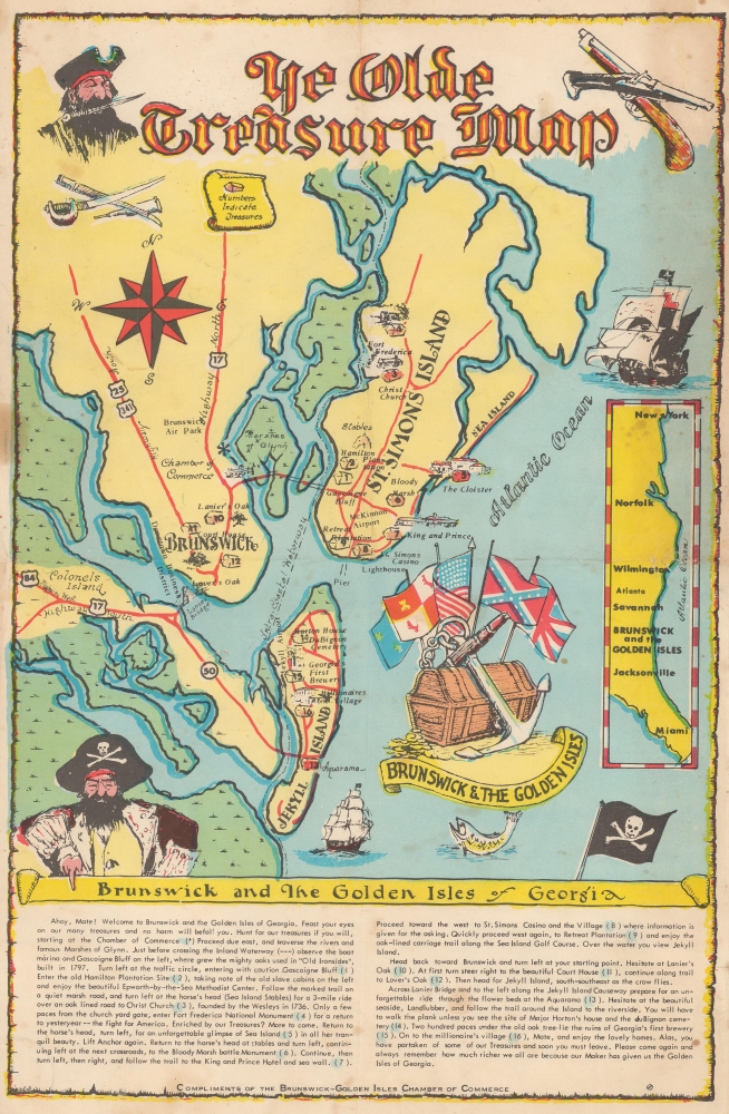 Ye Olde Treasure Map Brunswick and the Golden Isles of Georgia. - Main View