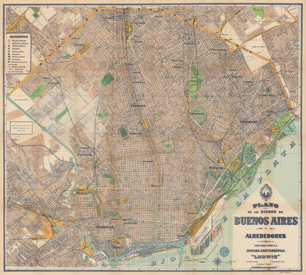 Nuevo Plano de la Ciudad de Buenos Aires y sus Alrededores / Plano de la Ciudad de Buenos Aires y Alrededores. - Main View