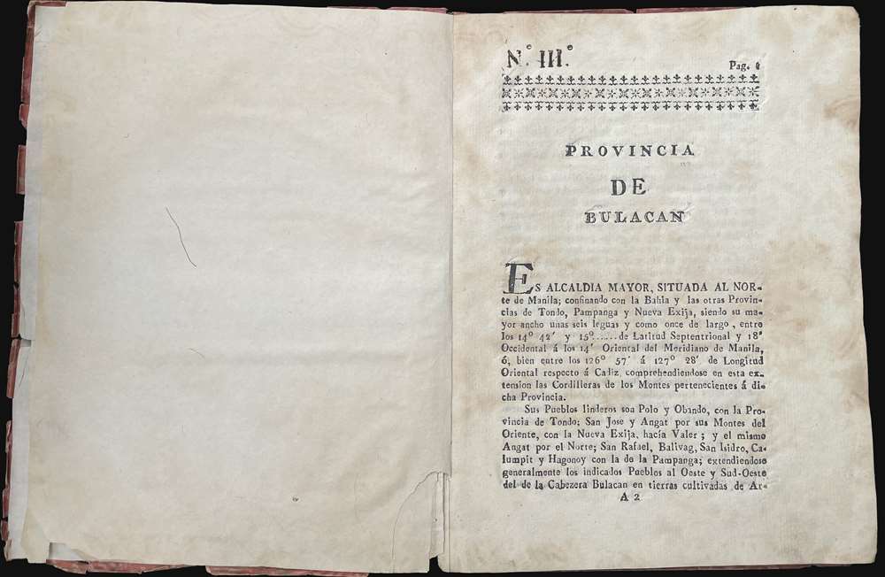 Plano de la Prouincia de Bulacan Comprehendida Entra La Lon gitud de 18' Occidental à los 14' Oriental Respecto al Meridiano de Manila Su Latiud Norte de 14° y 42' à 15° Año de 1818 en La Ysla de Luzon ò Nueua Castilla de la Yslas Filipinas. - Alternate View 1