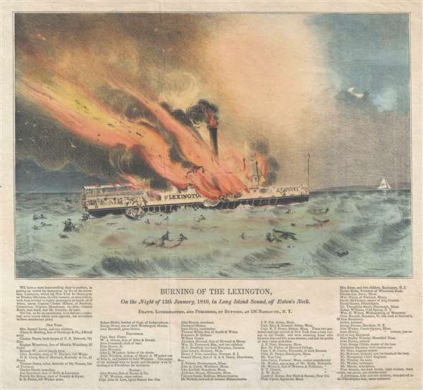 Burning of the Lexington, on the Night of 13th January, 1840, in Long Island Sound, off Eaton's Neck. - Main View