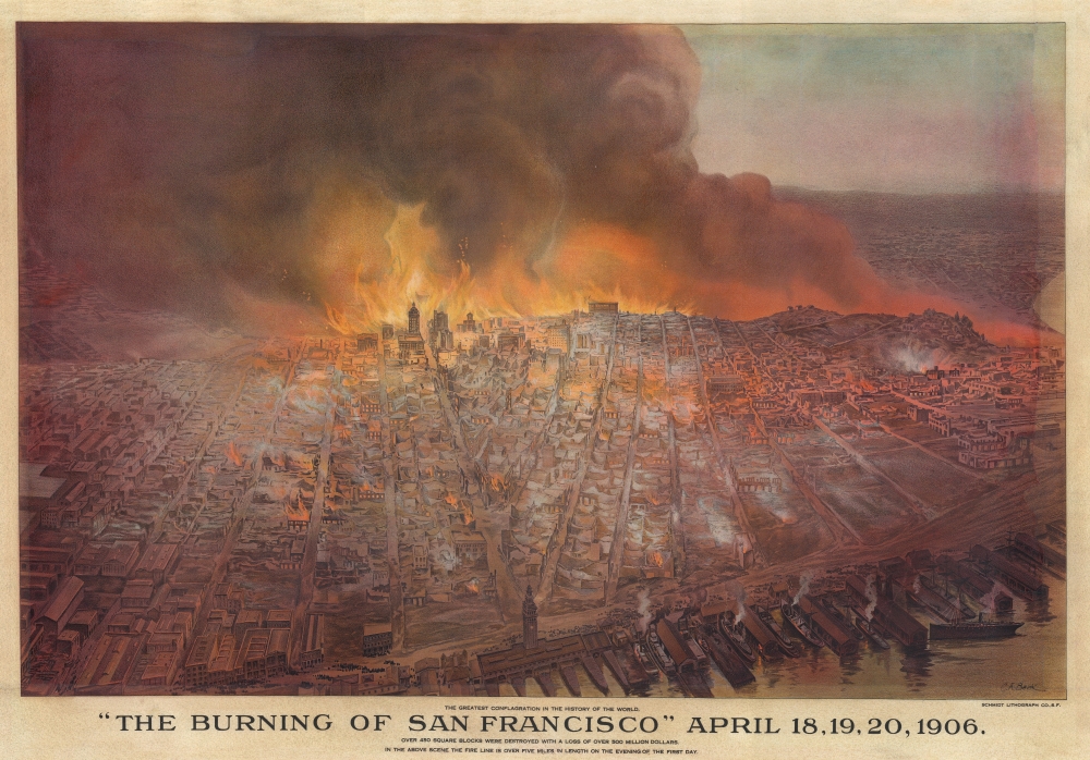 'The Burning of San Francisco' April 18, 19, 20, 1906. The Greatest Conflagration in the History of the World. - Main View