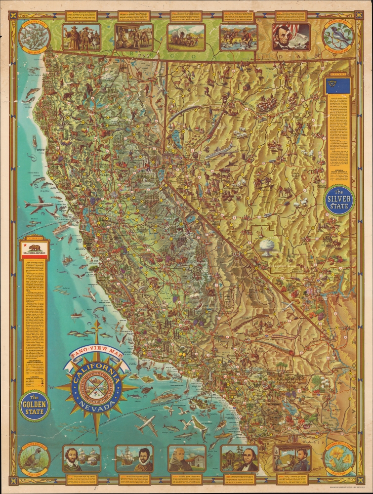California and Nevada : Pano-view Map. - Main View