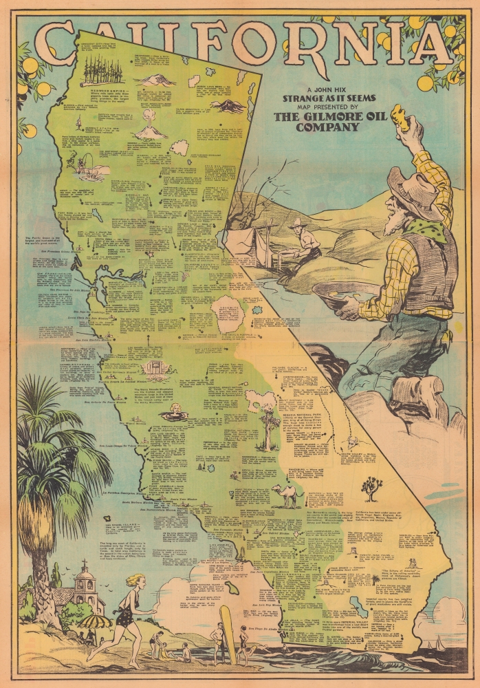 California. A John Hix Strange as it Seems Map Presented by The Gilmore Oil Company. - Main View