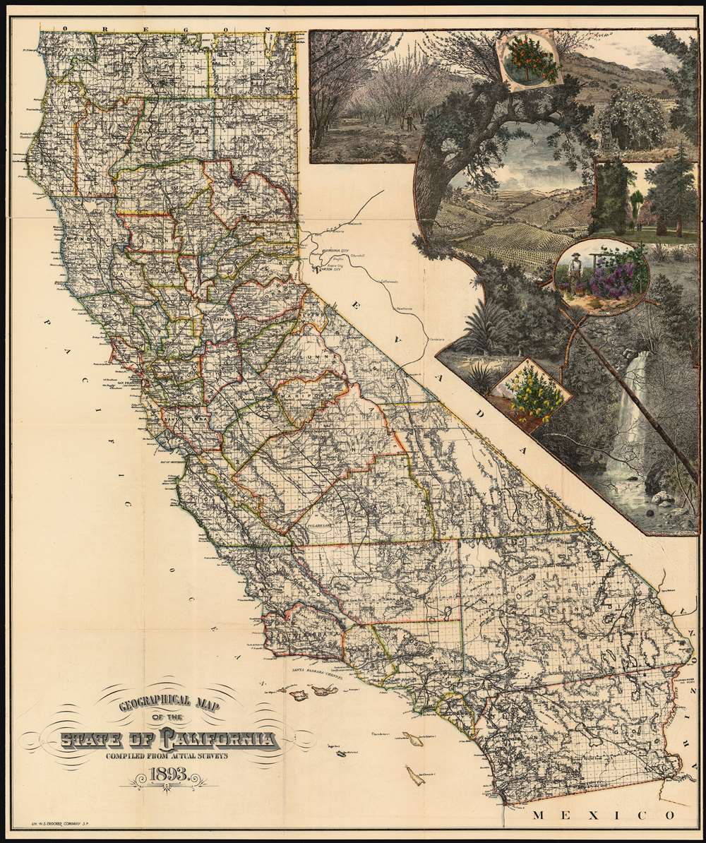 Geographical Map of the State of California Compiled from Actual Surveys. - Main View