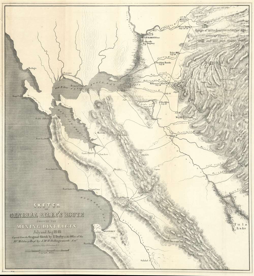 Sketch of General Riley's Route Through the Mining Districts July and Aug 1849. - Main View