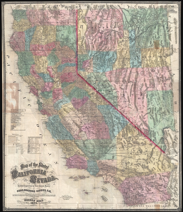 Map of the States of California and Nevada. Carefully Compiled from the Latest Authentic Sources. By Chas. Drayton Gibbes, C.E.