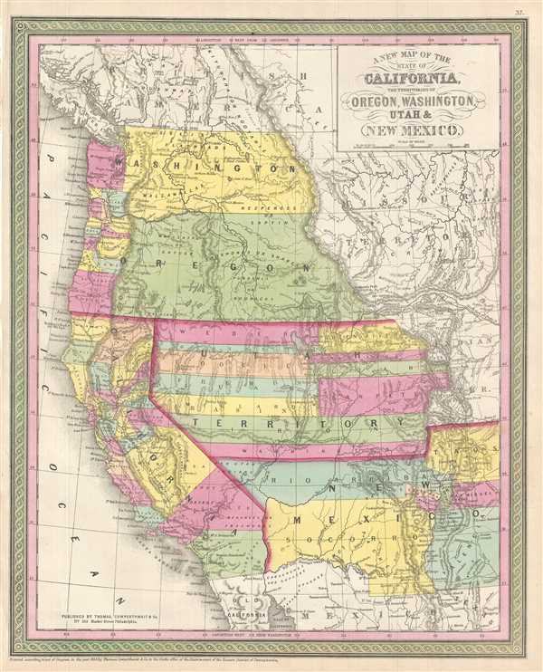 A New Map of the State of California, the Territories of Oregon, Washington, Utah & New Mexico. - Main View